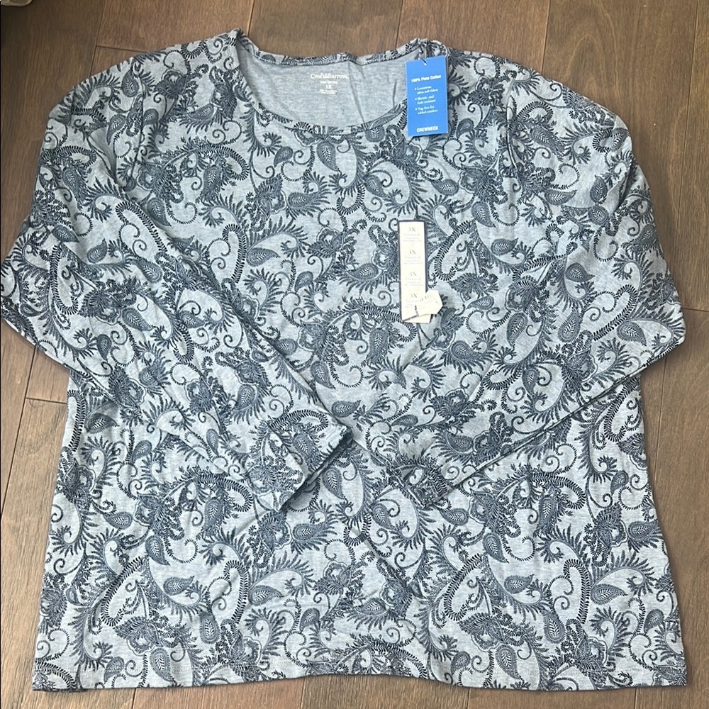 Women's Blue Patterned Top size 3X